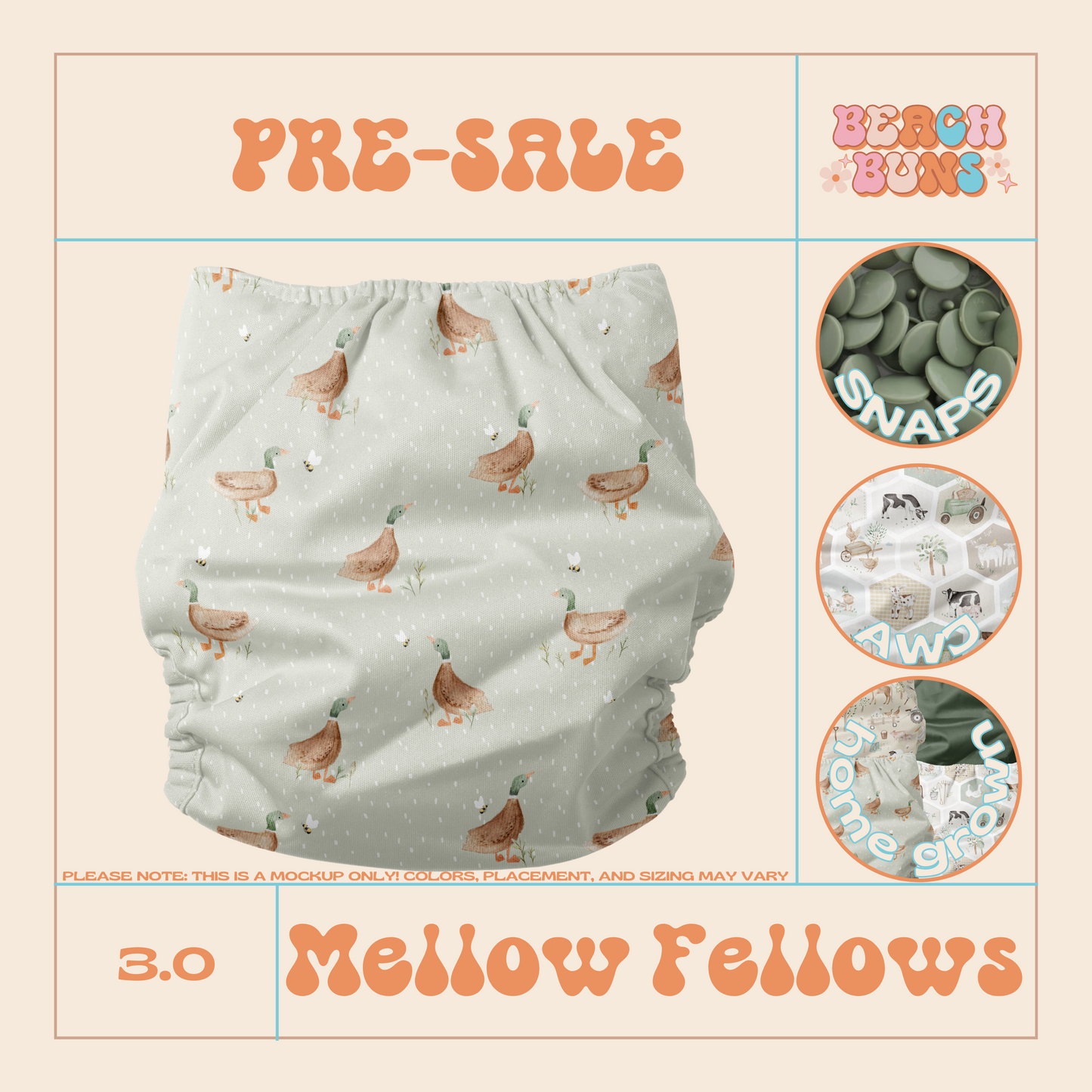 Mellow Fellows |Pocket Cloth Diaper | Athletic Wicking Jersey 3.0