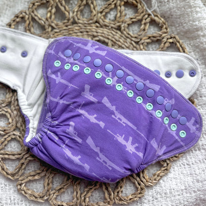 Locked, Loaded & Lilac | Fitted Cloth Diaper | Includes Booster(s)