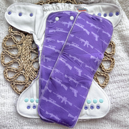 Locked, Loaded & Lilac | Fitted Cloth Diaper | Includes Booster(s)