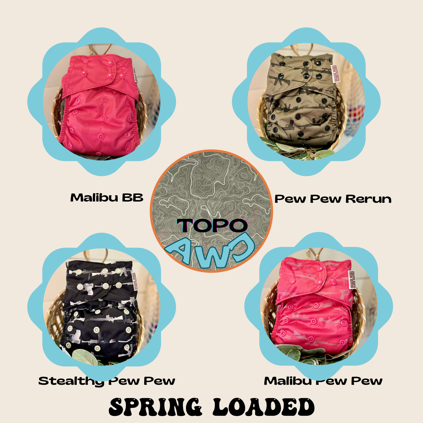 Malibu Pew Pew |Pocket Cloth Diaper | Athletic Wicking Jersey 3.0